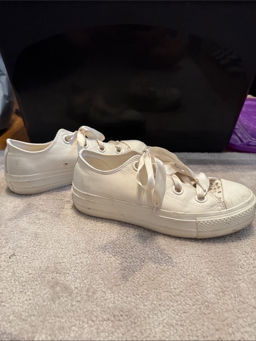 Converse Women's Low-Top Canvas Sneakers in Cream